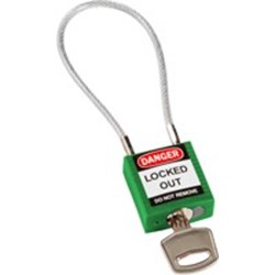 Image of Brady Compact Cable Padlock Green 20cm KD