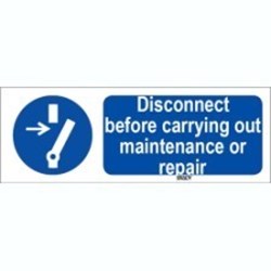 Image of 821011 - ISO 7010 Sign - Disconnect before carrying out maintenance or repair