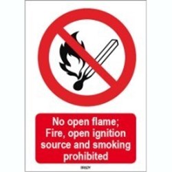 Image of 822200 - ISO 7010 Sign - No open flame; Fire, open ignition source and smoking prohibited