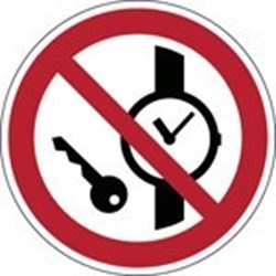 Image of 822894 - ISO Safety Sign - No metallic articles or watches