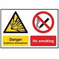 Image of 802869 - Hazard Warning Sign - Multi-Message - Explosive atmosphere & No smoking No naked lights