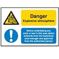 Image of 802871 - Hazard Warning Sign - Multi-Message - Danger Explosive atmosphere & Before undertaking any works…